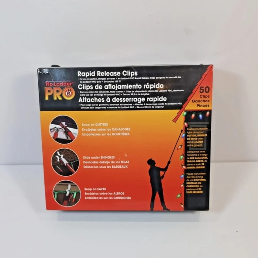No Ladder Pro Rapid Release Clips Eaves Gutters Shingles  50 Count‎ 0675027 NEW